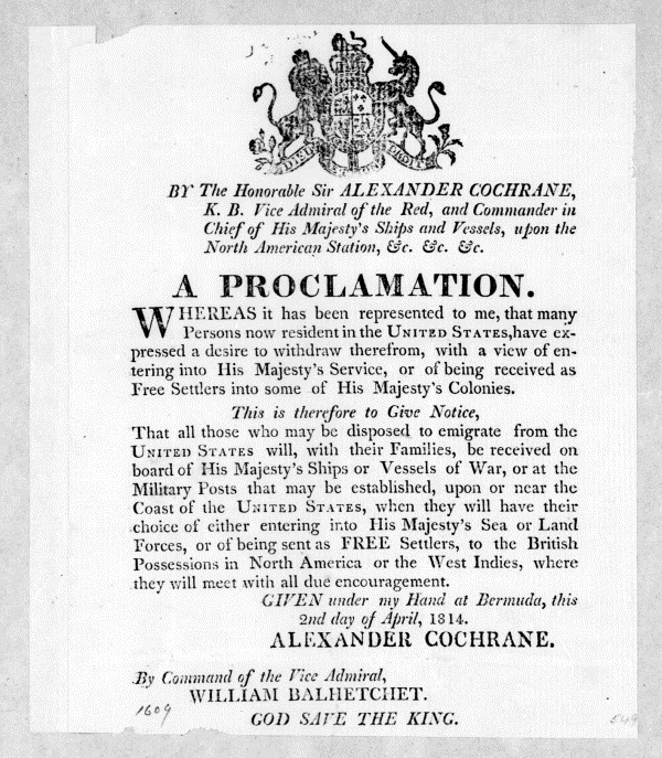 Cochrane's proclamation, Library of Congress